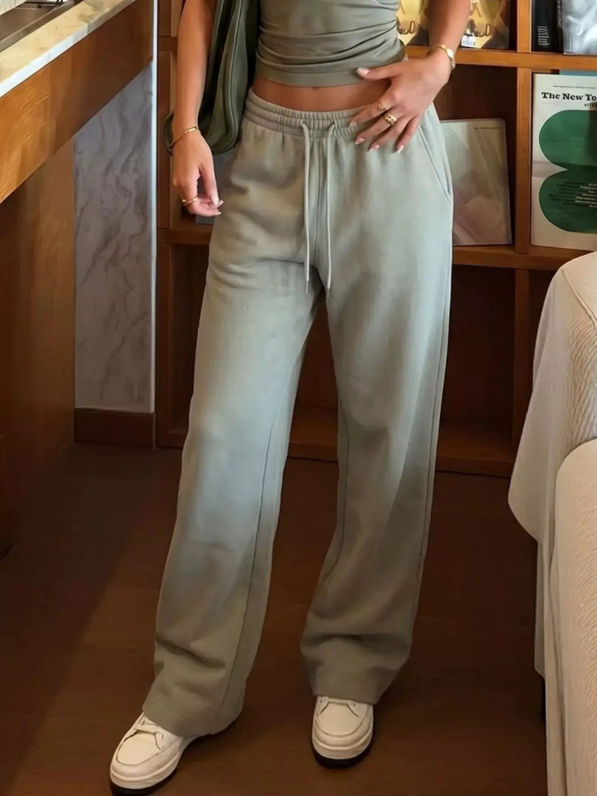 High-Waisted Wide-Leg Sweatpants by Trendsi
