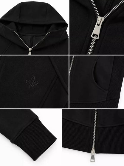 Slim-Fit Full-Zip Hoodie by Trendsi