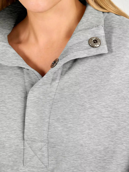 Half Snap Dropped Shoulder Sweatshirt by Trendsi