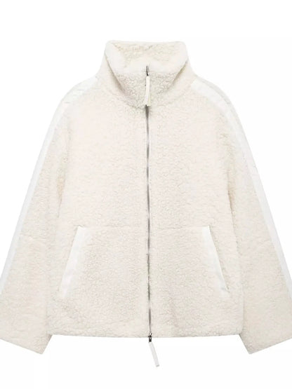 Sherpa Zip-Up Outerwear by Trendsi