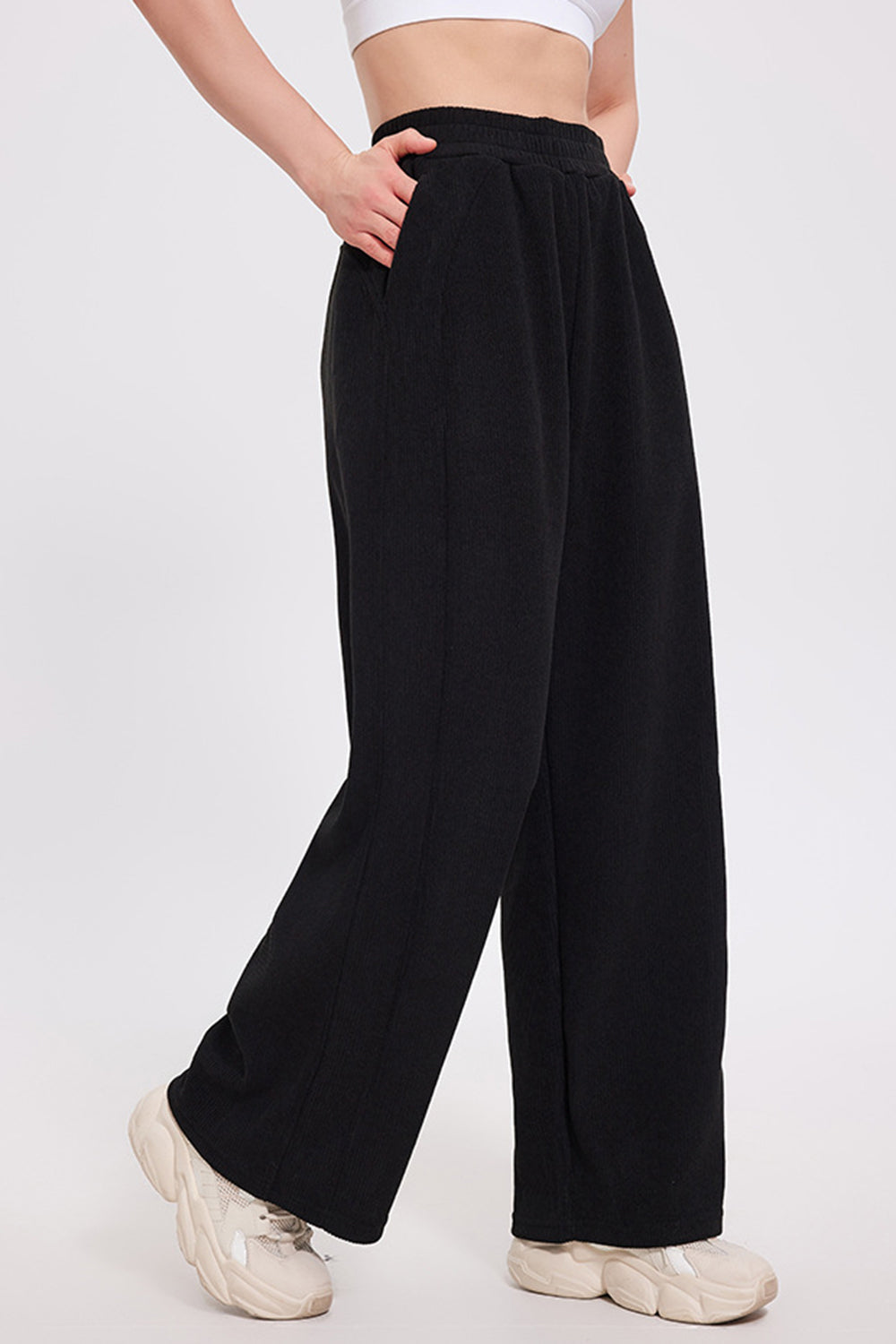 Basic Bae Elastic Waist Wide Leg Pants