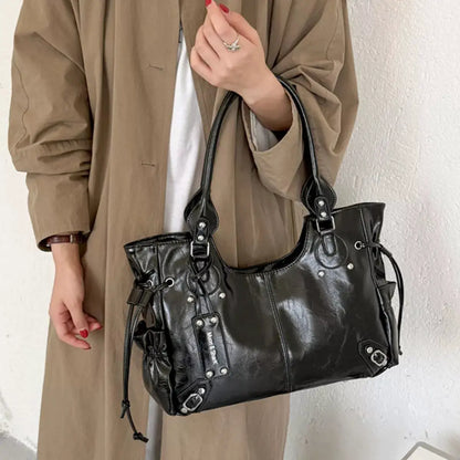Drawstring Leather Handbag by Trendsi