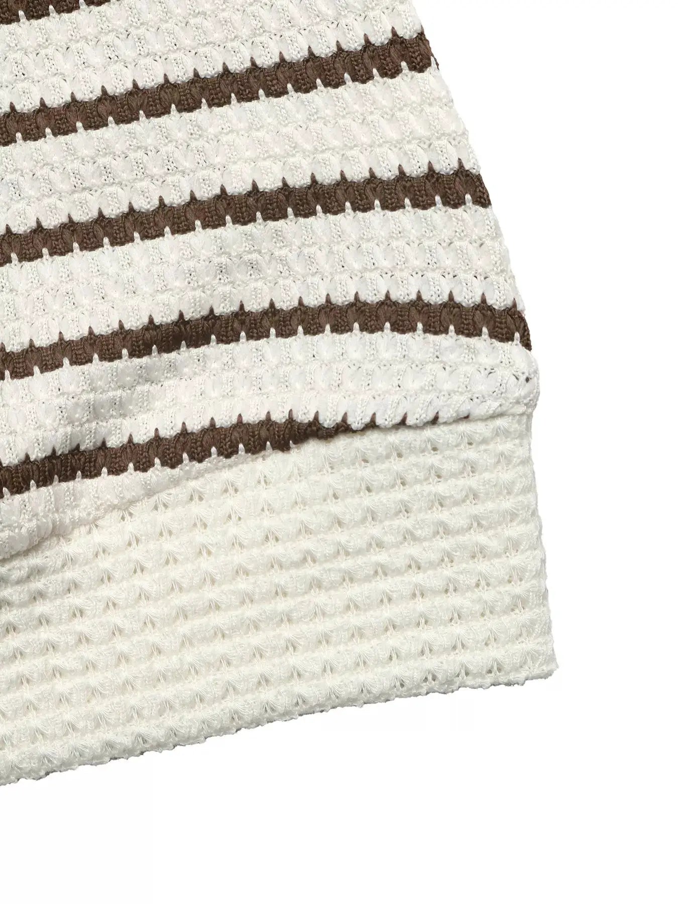 Striped Polo Collar Knit Sweatshirt by Trendsi