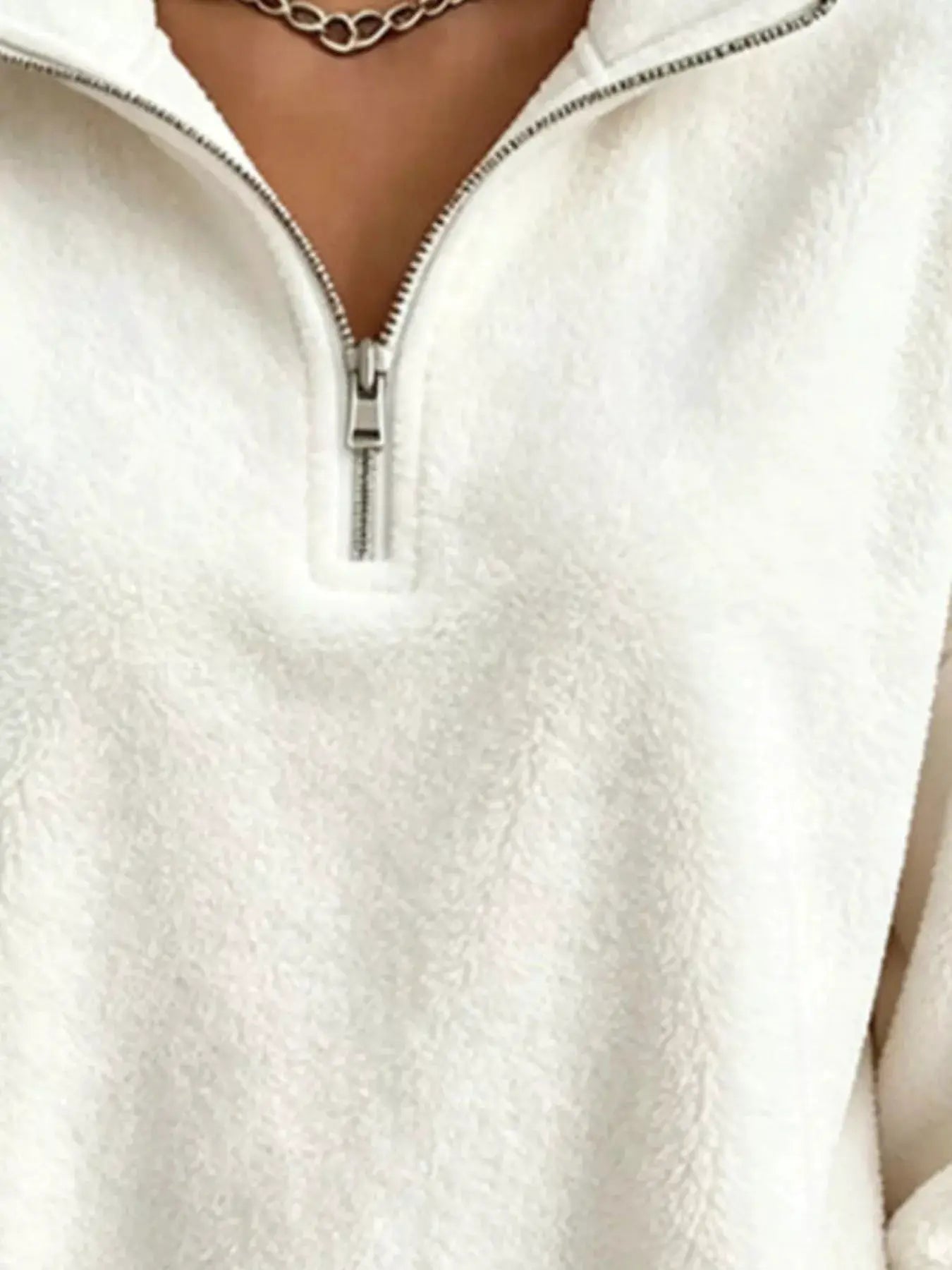Full Size Quarter-Zip Fleece Sweatshirt Plus Size by Trendsi
