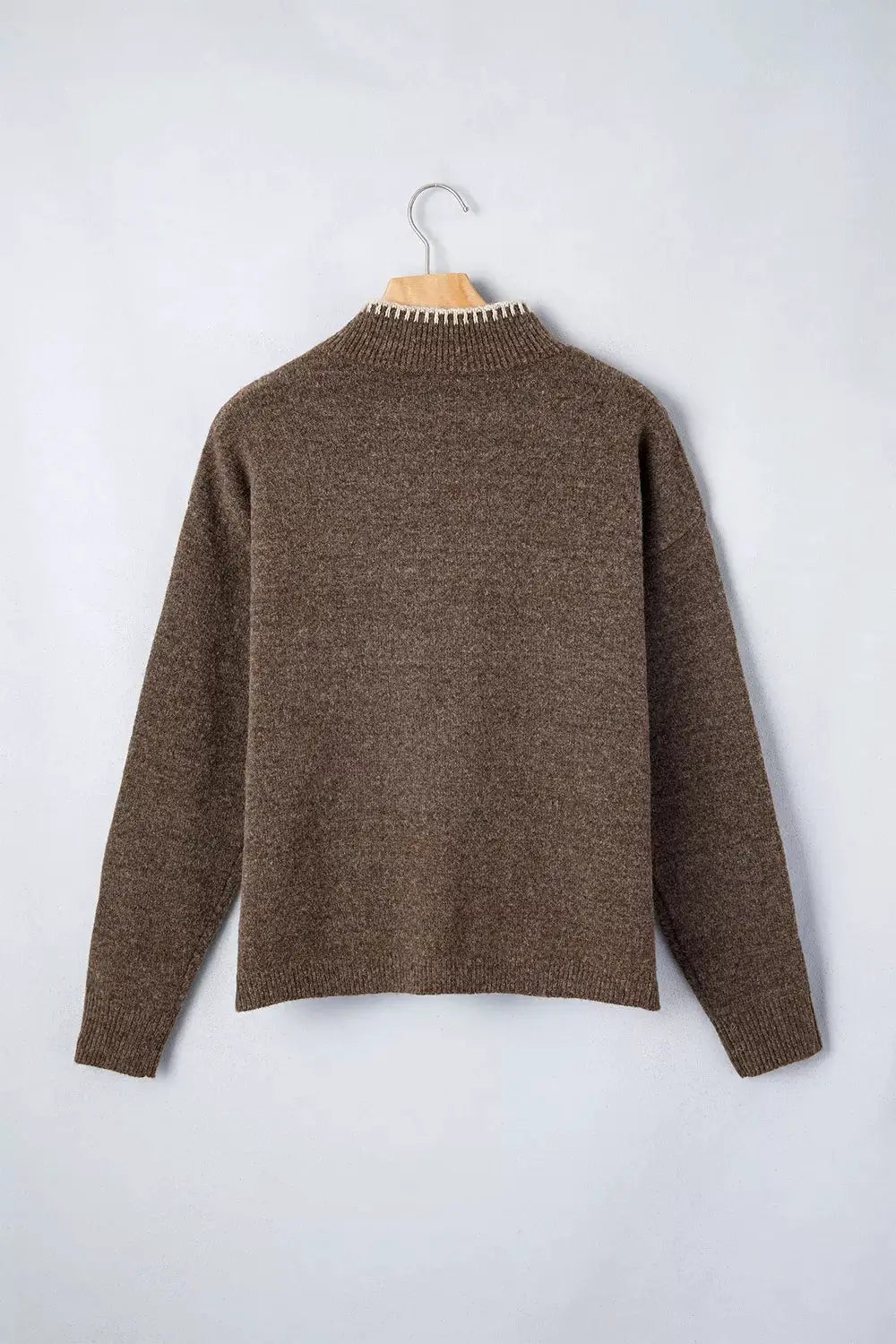 Floral Mock Neck Long Sleeve Sweater by Trendsi