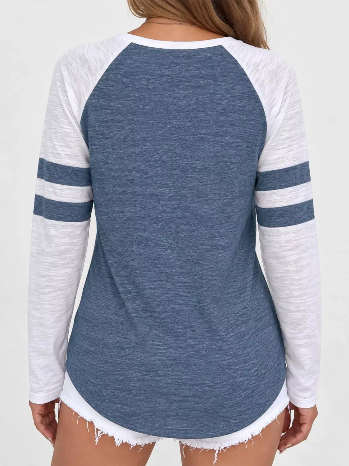 Full Size Color-Block Raglan Sleeve Striped T-Shirt Plus Size by Trendsi