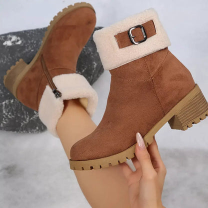 Round Toe Block Heels Boots by Trendsi
