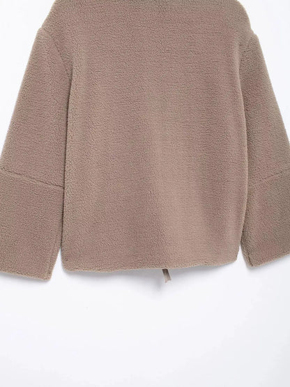 Sherpa Zip-Up Outerwear by Trendsi
