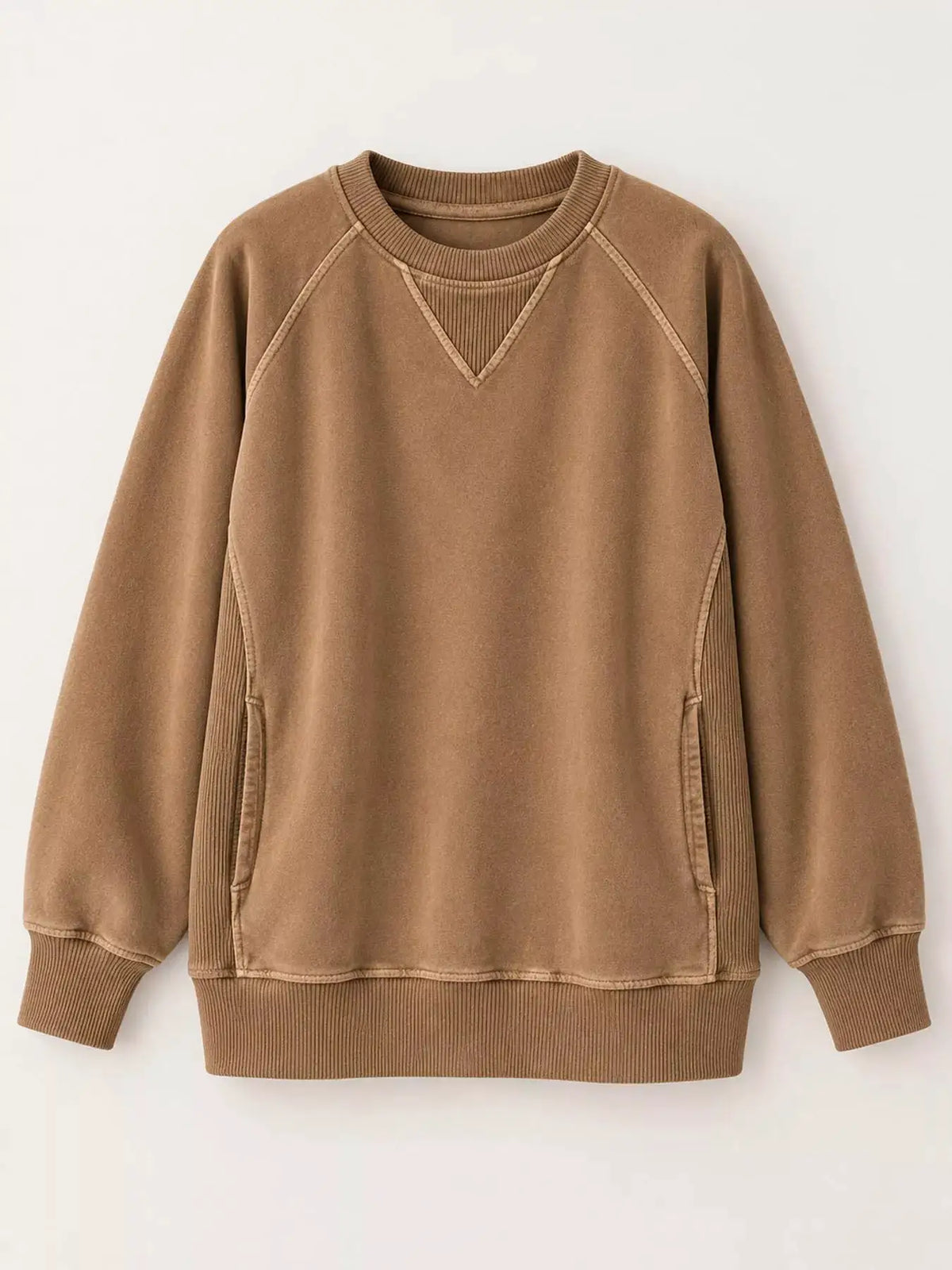 Crew Neck Raglan Sleeve Sweatshirt by Trendsi