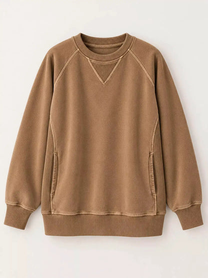 Crew Neck Raglan Sleeve Sweatshirt by Trendsi