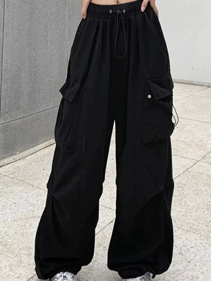 Full Size Drawstring Cargo Pants Plus Size by Trendsi