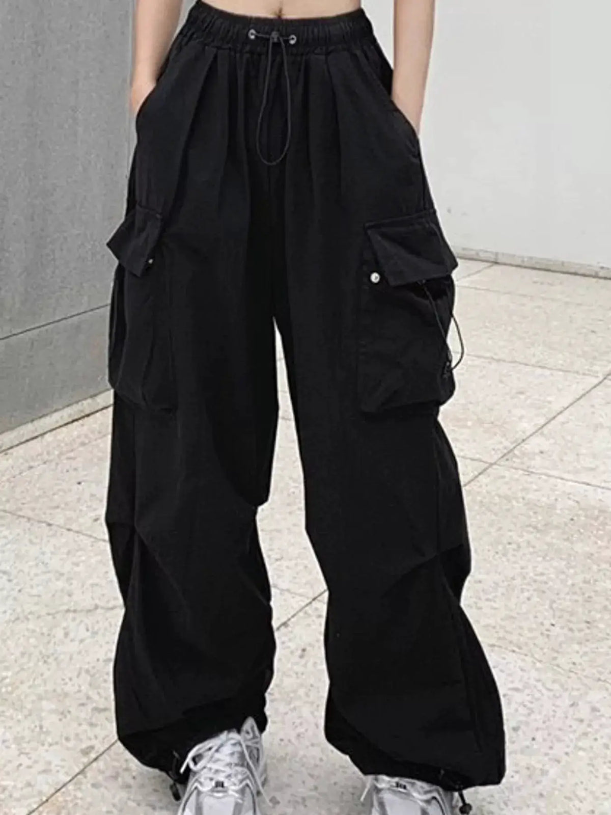 Full Size Drawstring Cargo Pants Plus Size by Trendsi