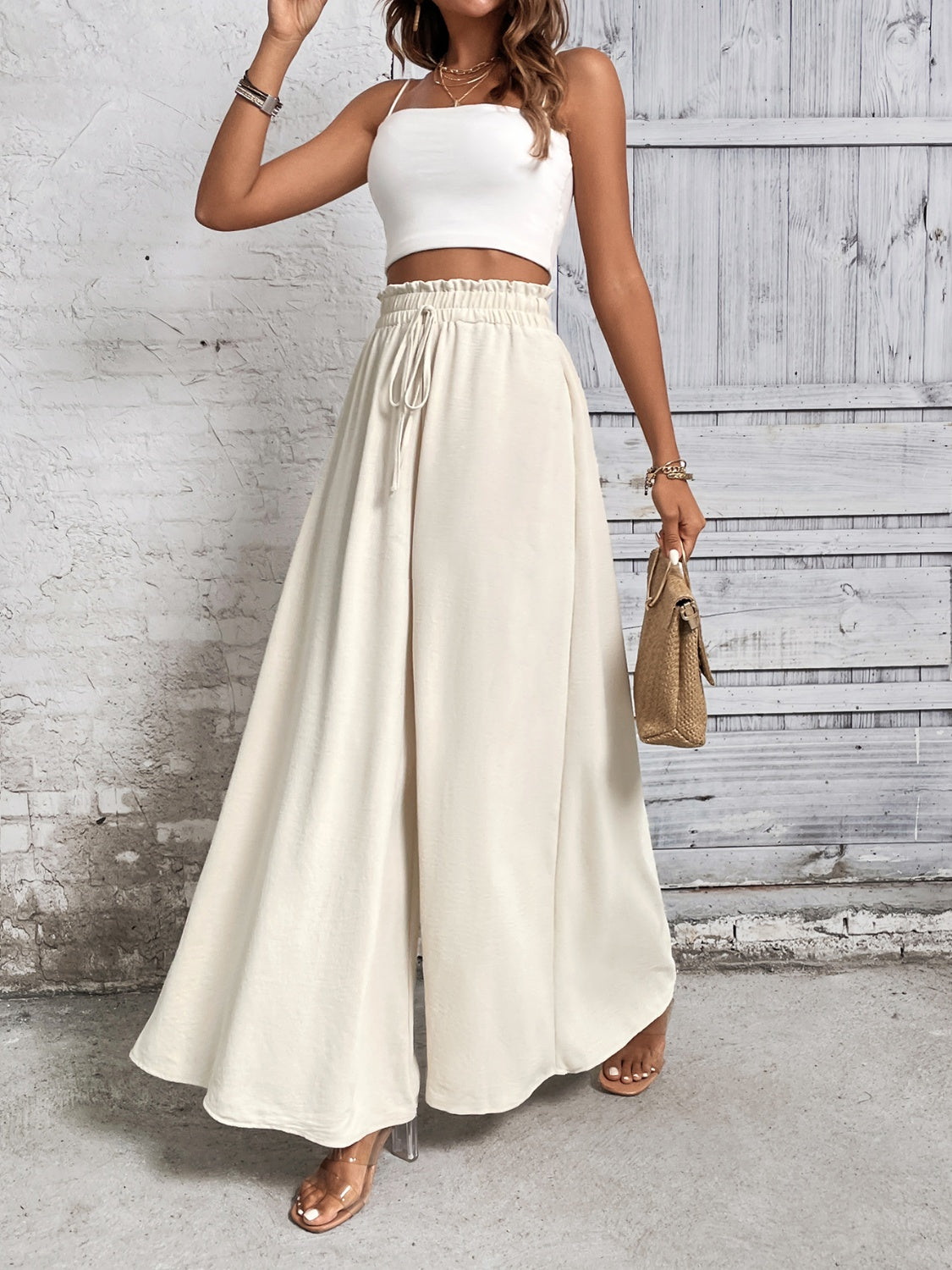 Honey Tied High Waist Wide Leg Pants