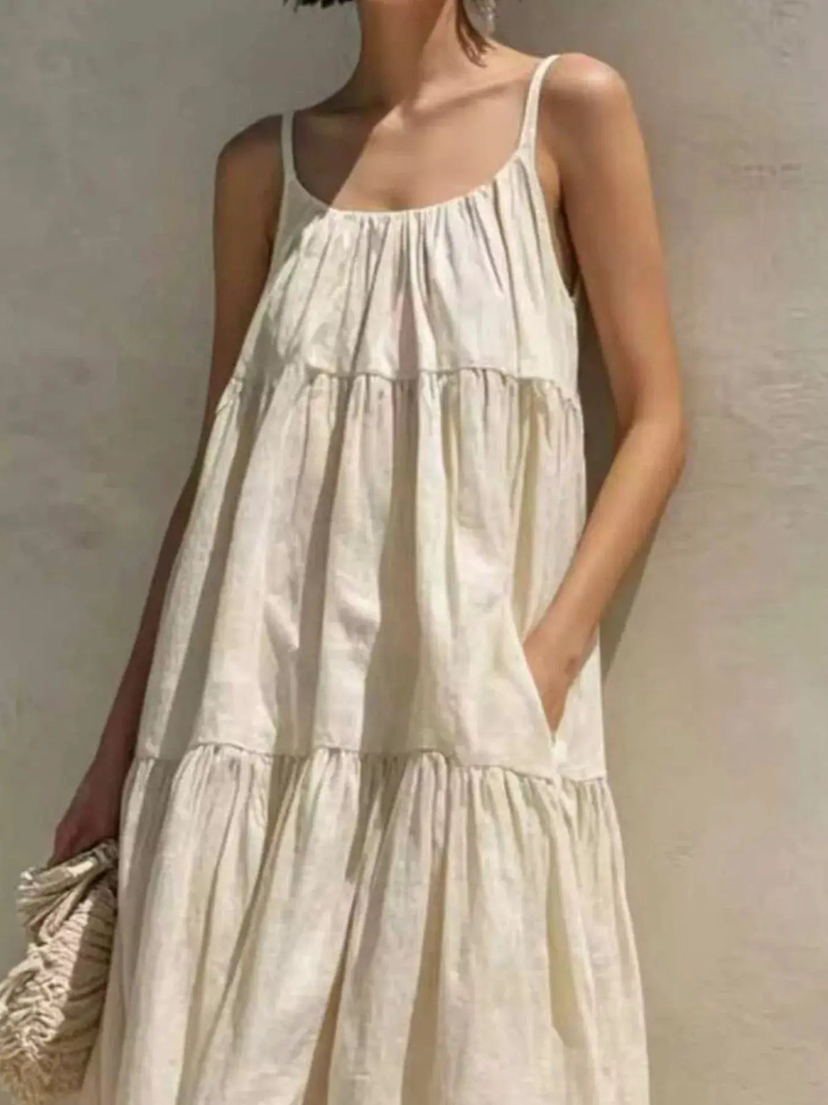 Tiered Scoop Neck Maxi Dress by Trendsi
