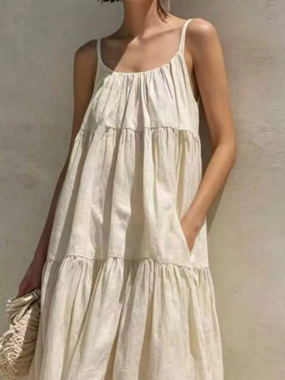 Tiered Scoop Neck Maxi Dress by Trendsi