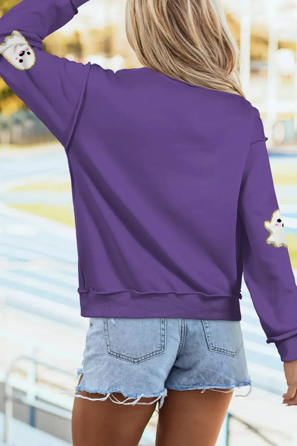 Halloween Ghost Mock Neck Tunic Sweatshirt by Trendsi