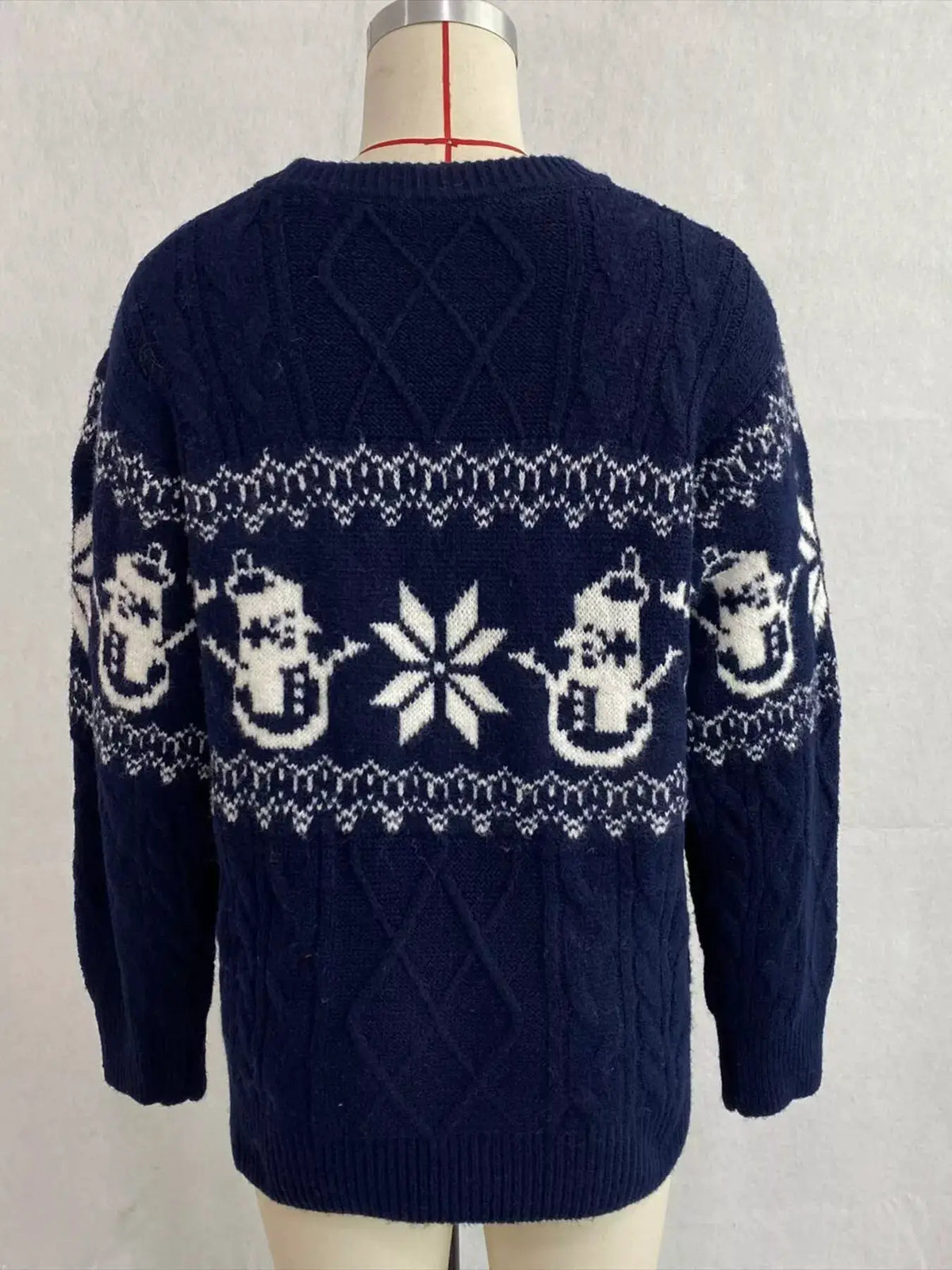 Christmas Snowman Pattern Cable Knit Sweater by Trendsi
