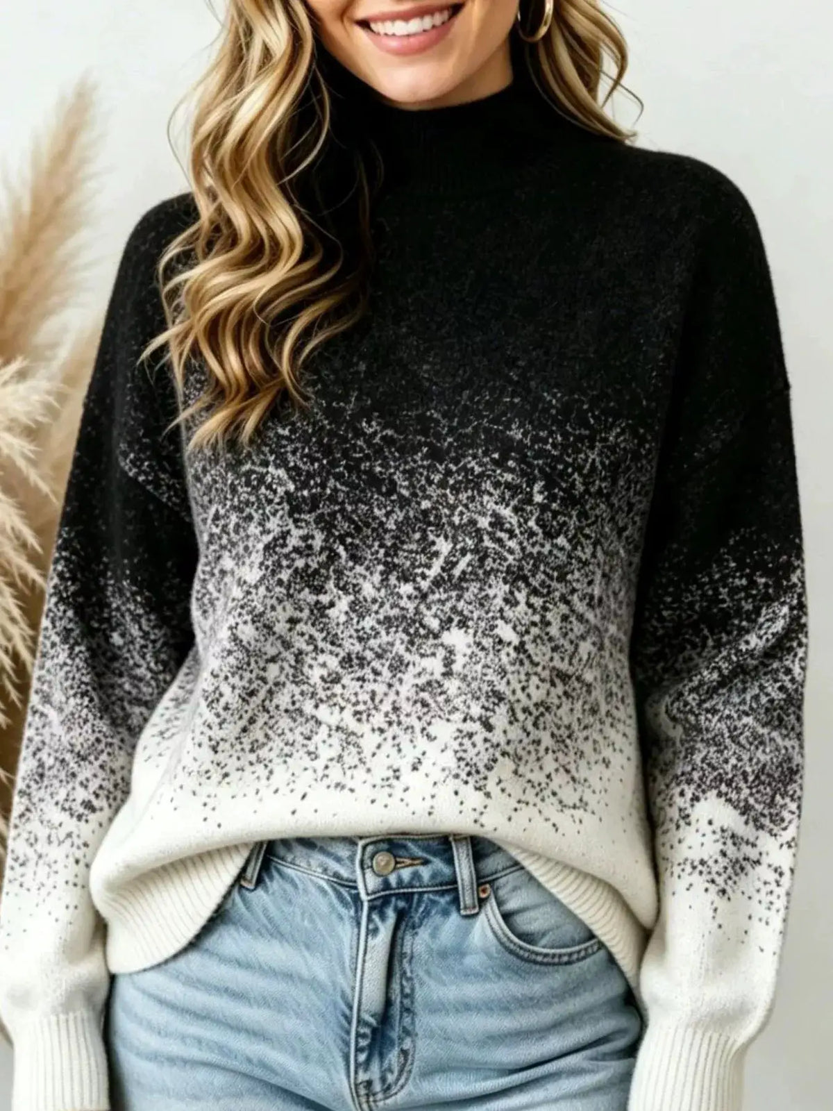 Gradient Turtleneck Long Sleeve Sweater by Trendsi