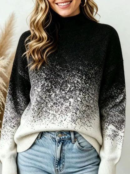 Gradient Turtleneck Long Sleeve Sweater by Trendsi