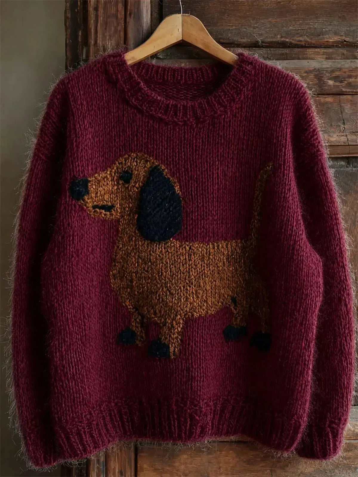 Dachshund Dropped Shoulder Sweater by Trendsi