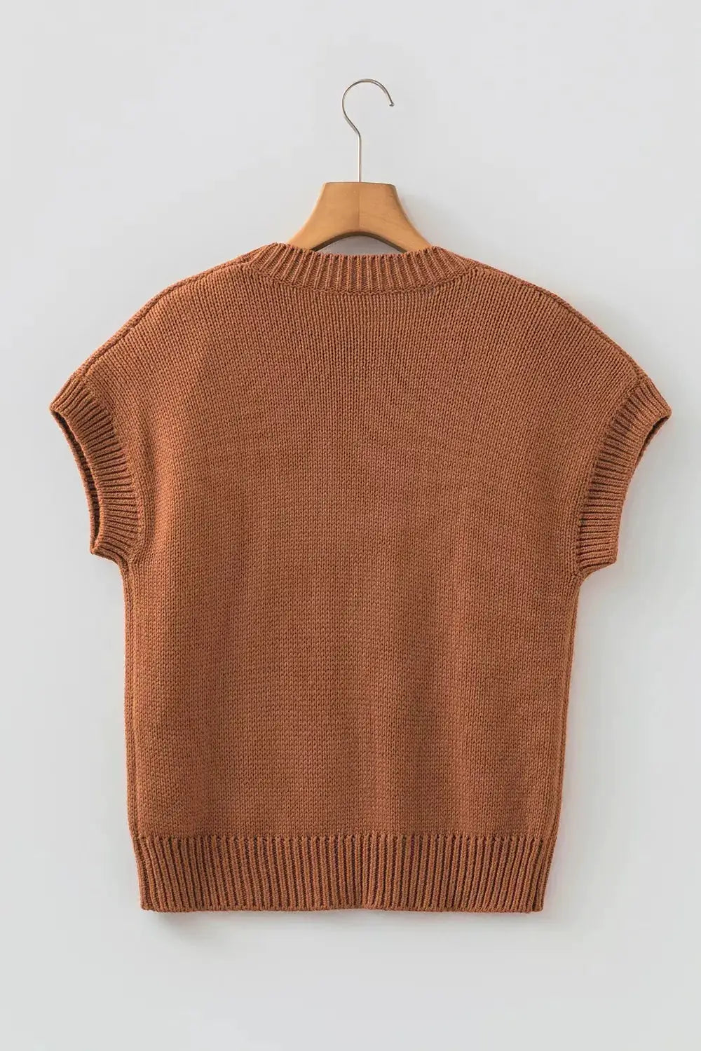 Western Horseshoe Pattern Short Sleeve Knit Sweater by Trendsi