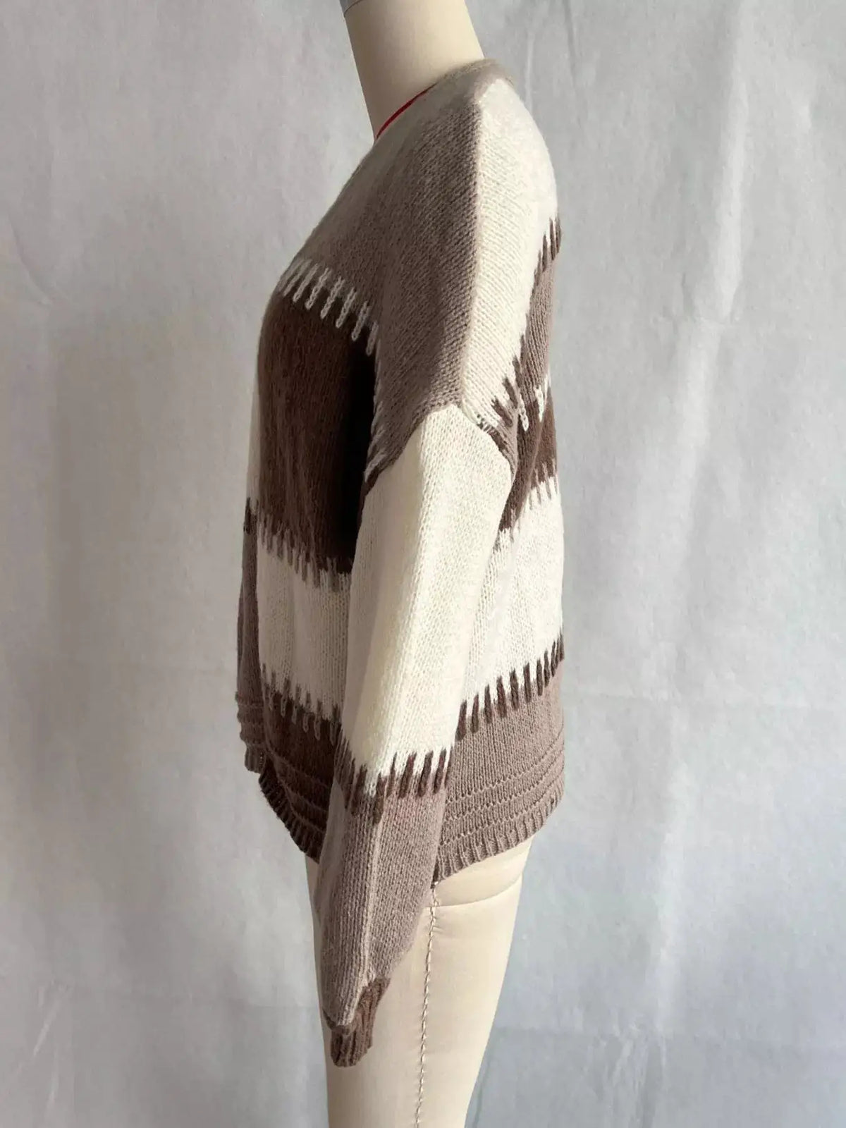 Color-Block V-Neck Cardigan by Trendsi