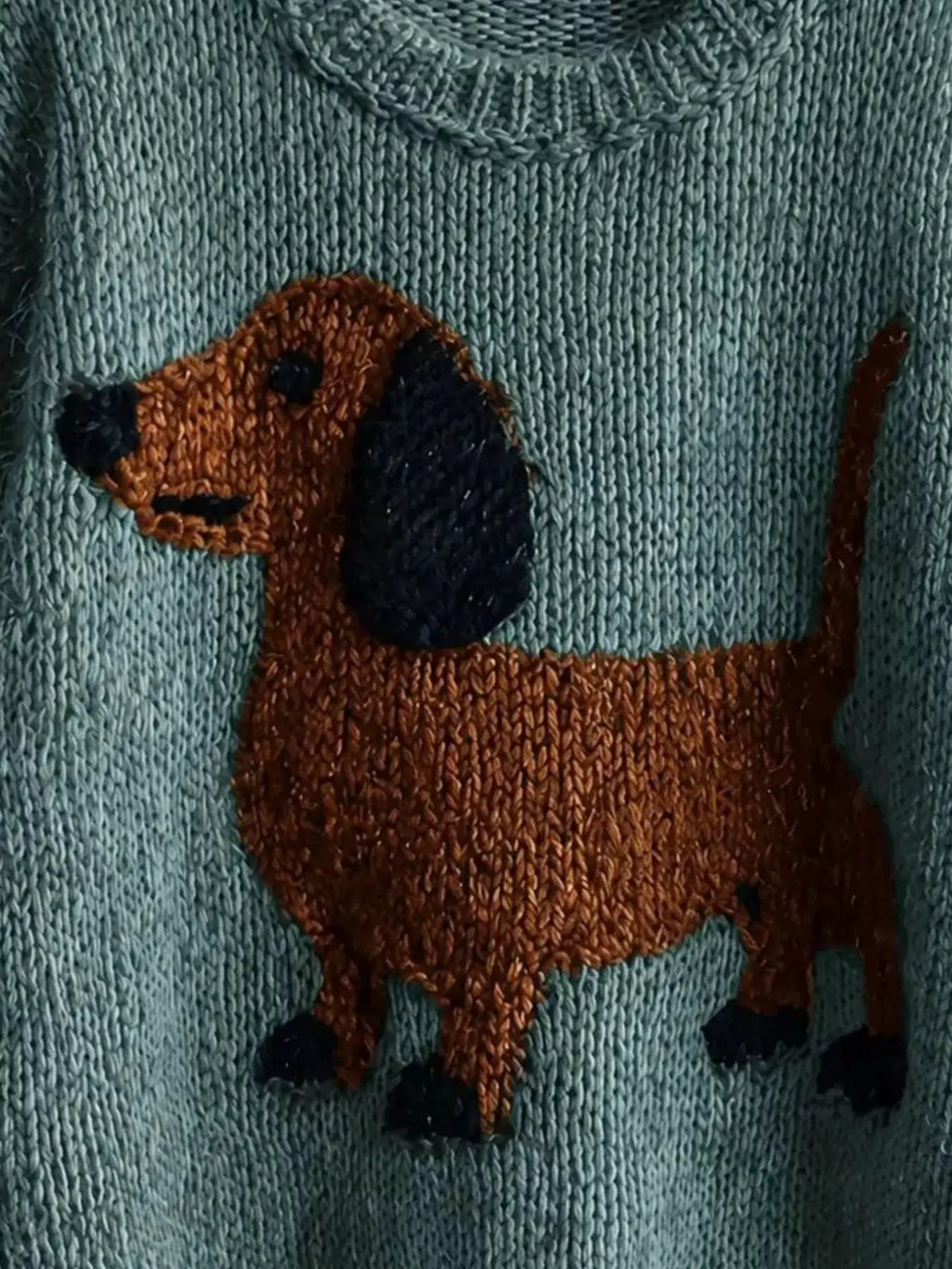 Dachshund Dropped Shoulder Sweater by Trendsi