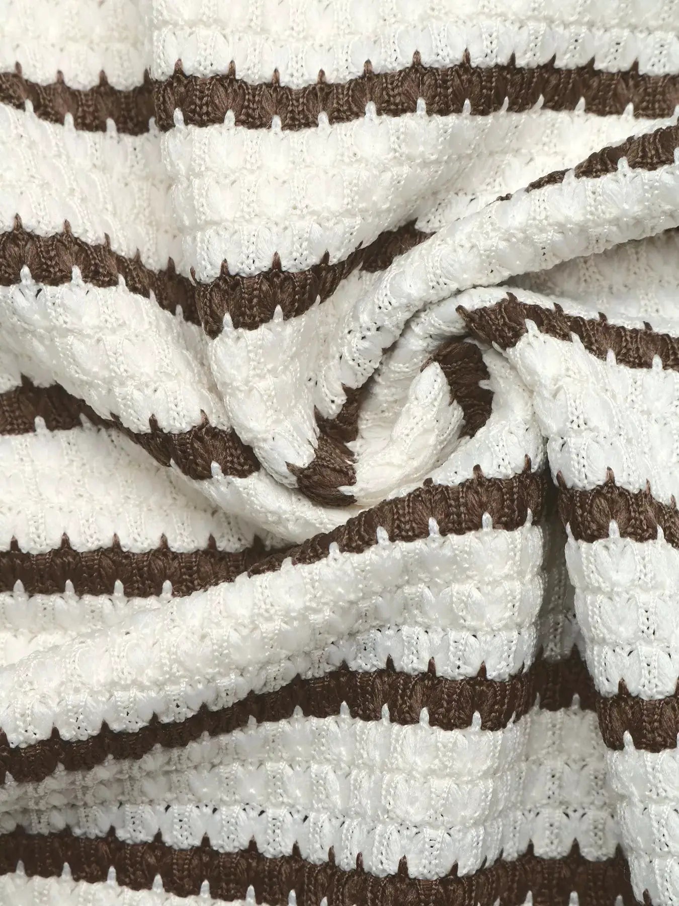 Striped Polo Collar Knit Sweatshirt by Trendsi