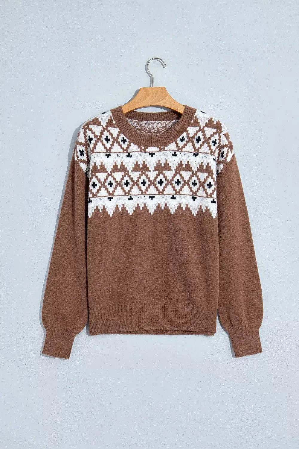 Geometric Print Drop Shoulder Casual Pullover Sweater by Trendsi