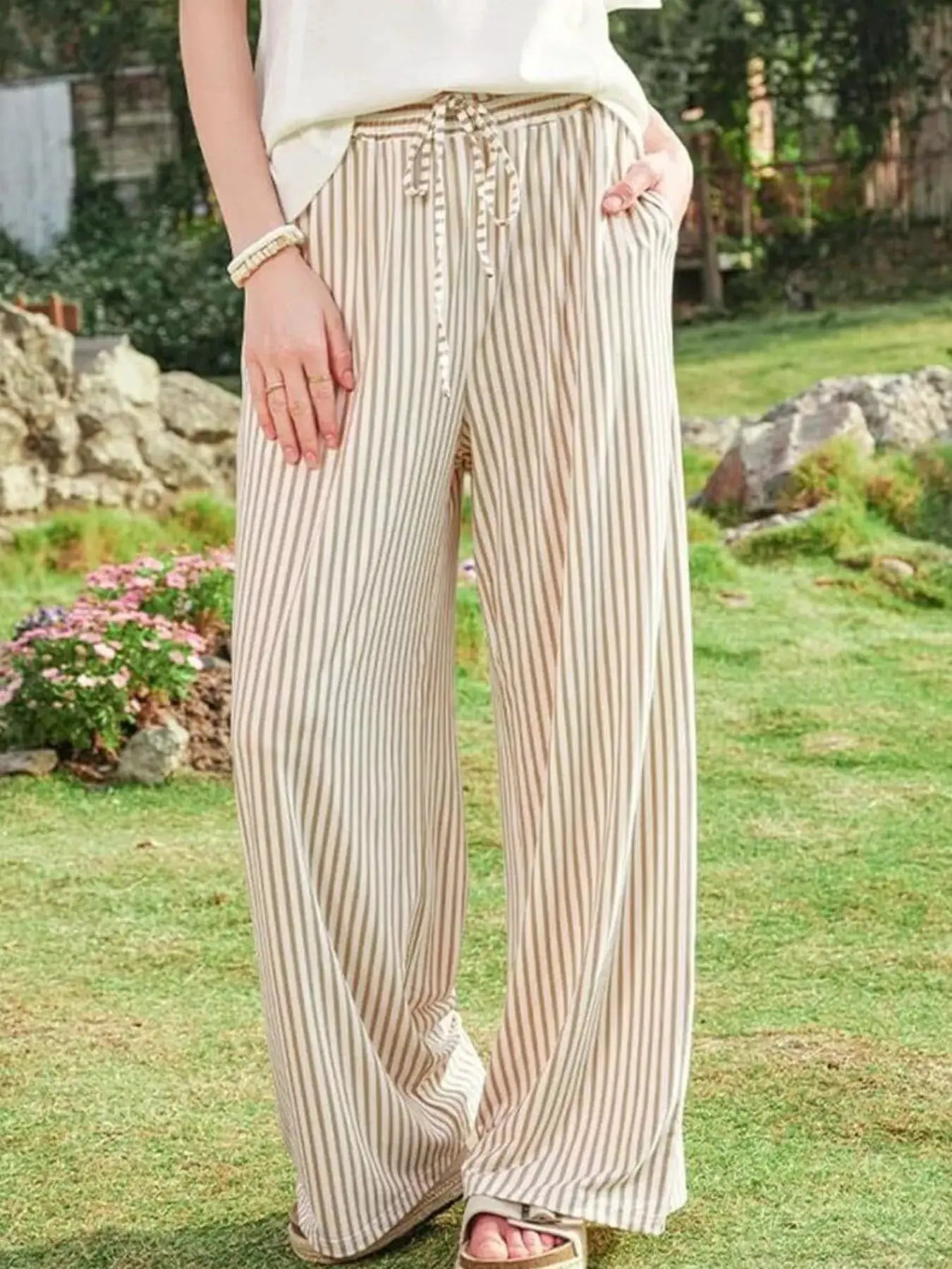 Striped Wide-Leg Pants by Trendsi