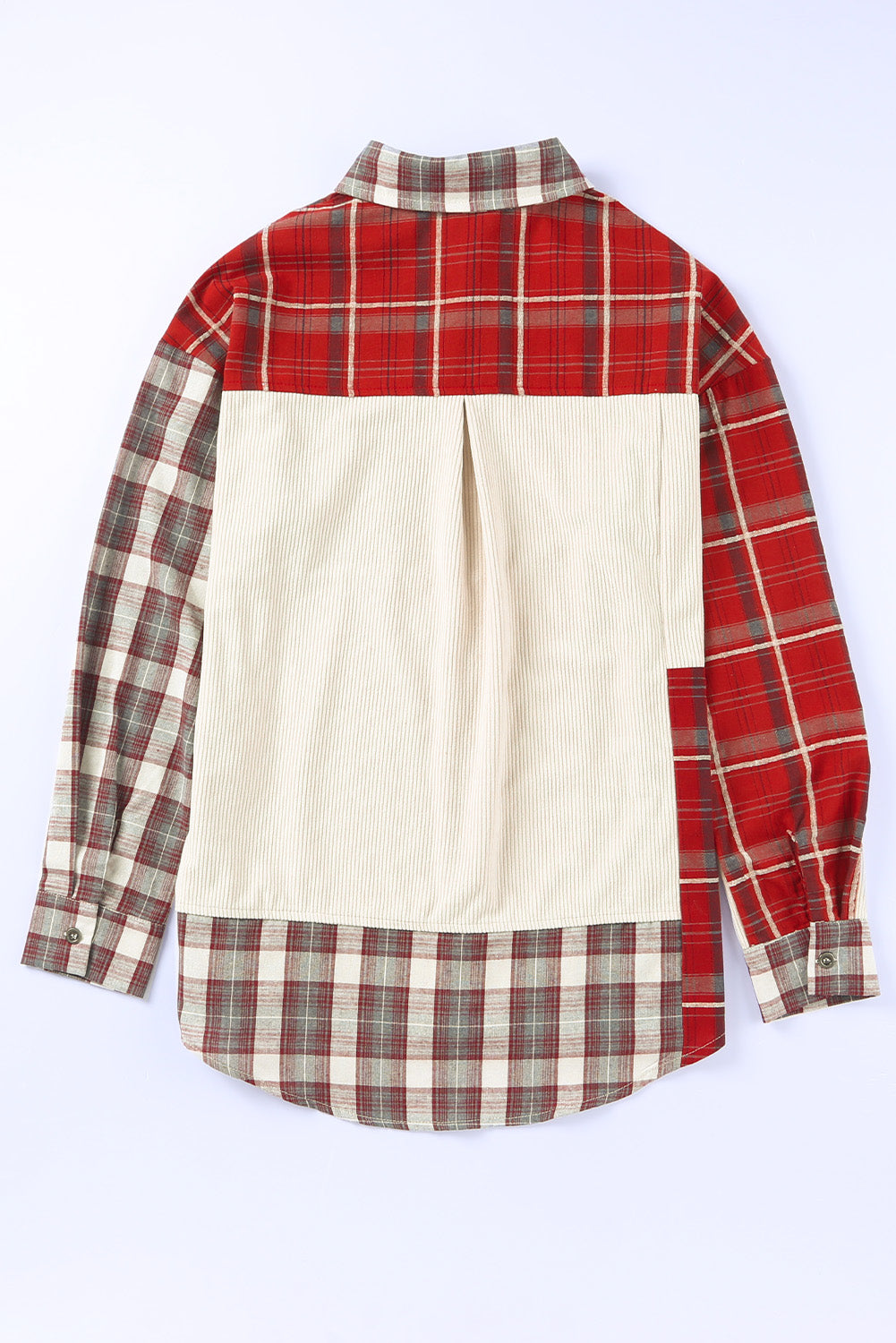 Plaid Patchwork Collared Neck Shacket