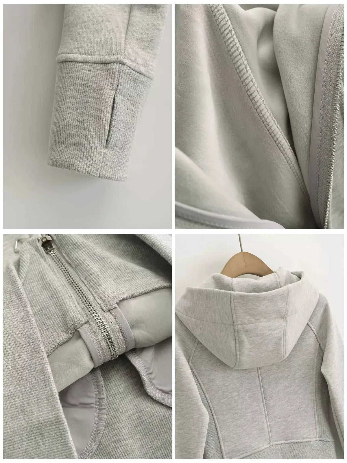 Slim-Fit Full-Zip Hoodie by Trendsi