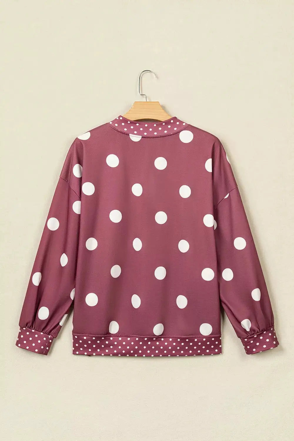 Polka Dot Print Contrast Detail Oversized Tunic Sweatshirt by Trendsi
