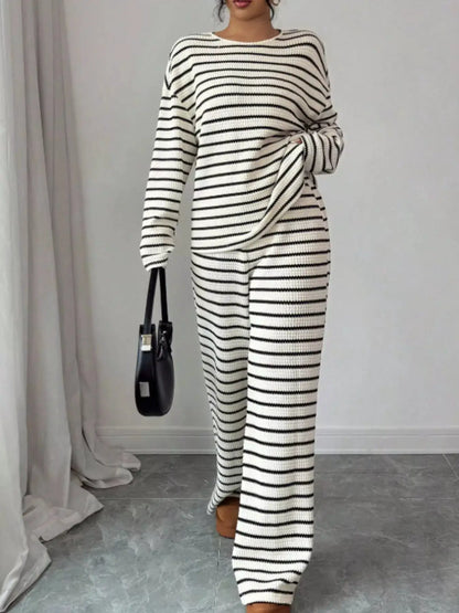 Striped Relaxed Fit Top and Pants Set by Trendsi