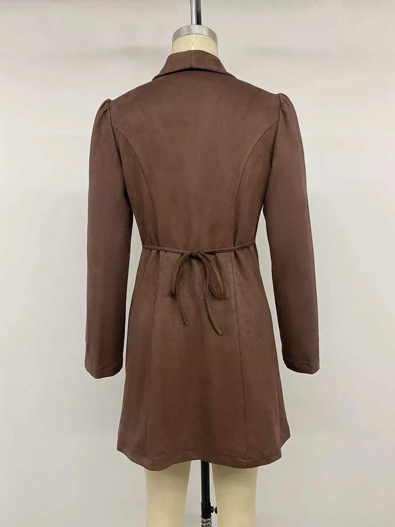 Button-Front Long Sleeve Blazer Dress by Trendsi