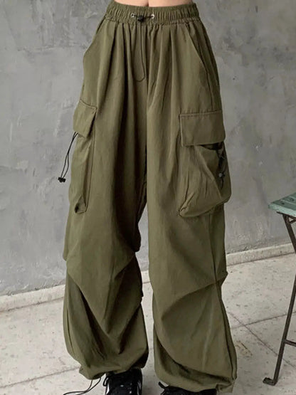 Full Size Drawstring Cargo Pants Plus Size by Trendsi