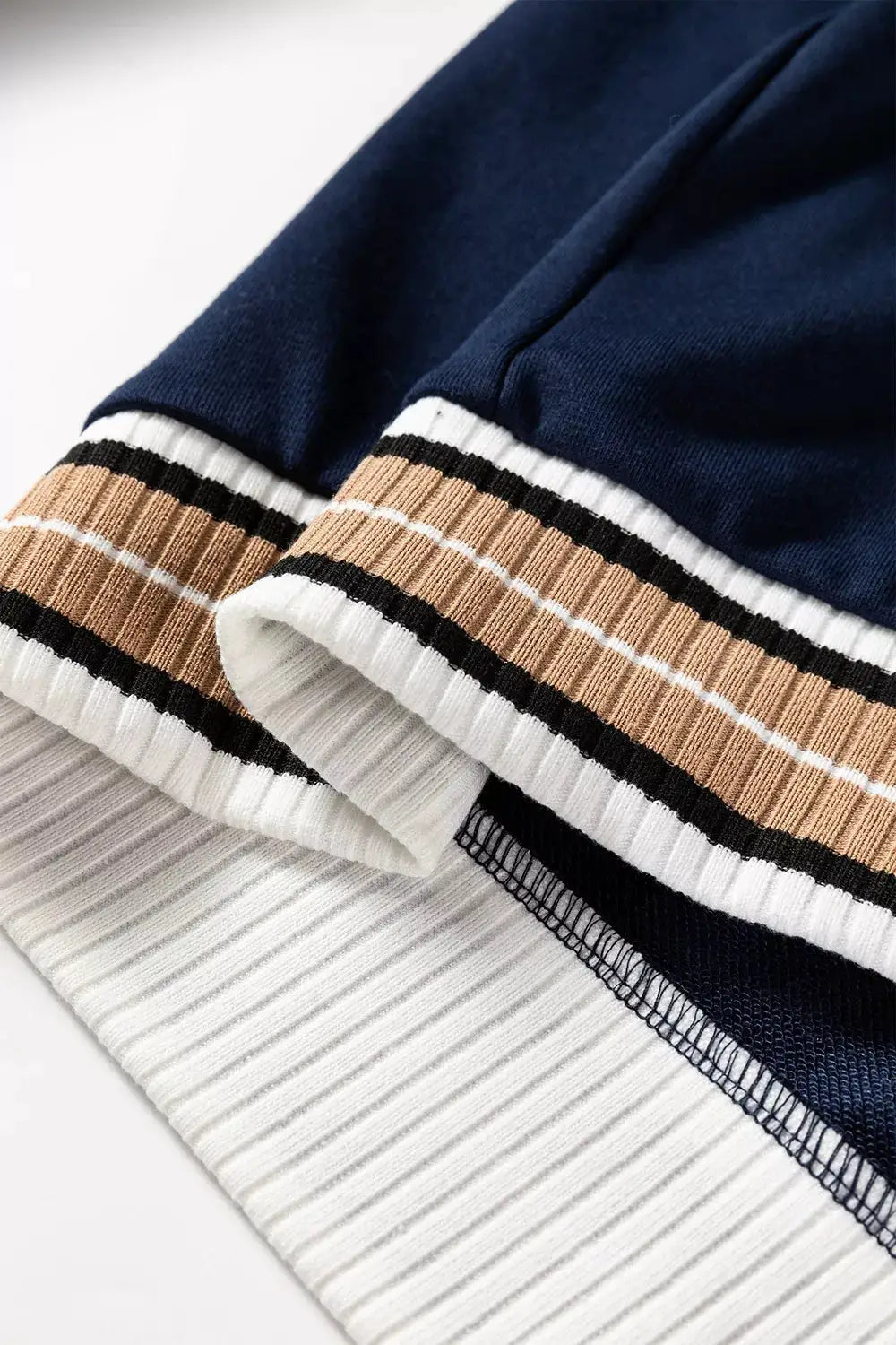 Contrast Striped Trim V Neck Sweatshirt by Trendsi