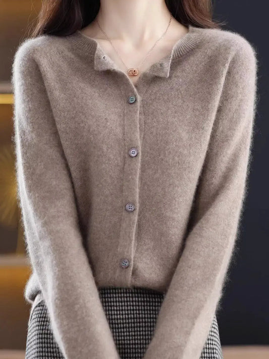 Button-Down Long Sleeve Cardigan by Trendsi
