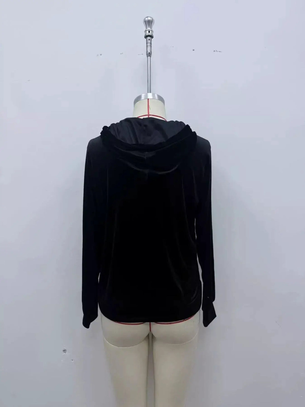 Full Size Velvet Kangaroo Pocket Hoodie Plus Size by Trendsi