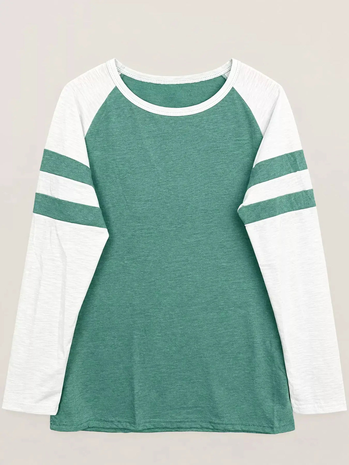 Full Size Color-Block Raglan Sleeve Striped T-Shirt Plus Size by Trendsi