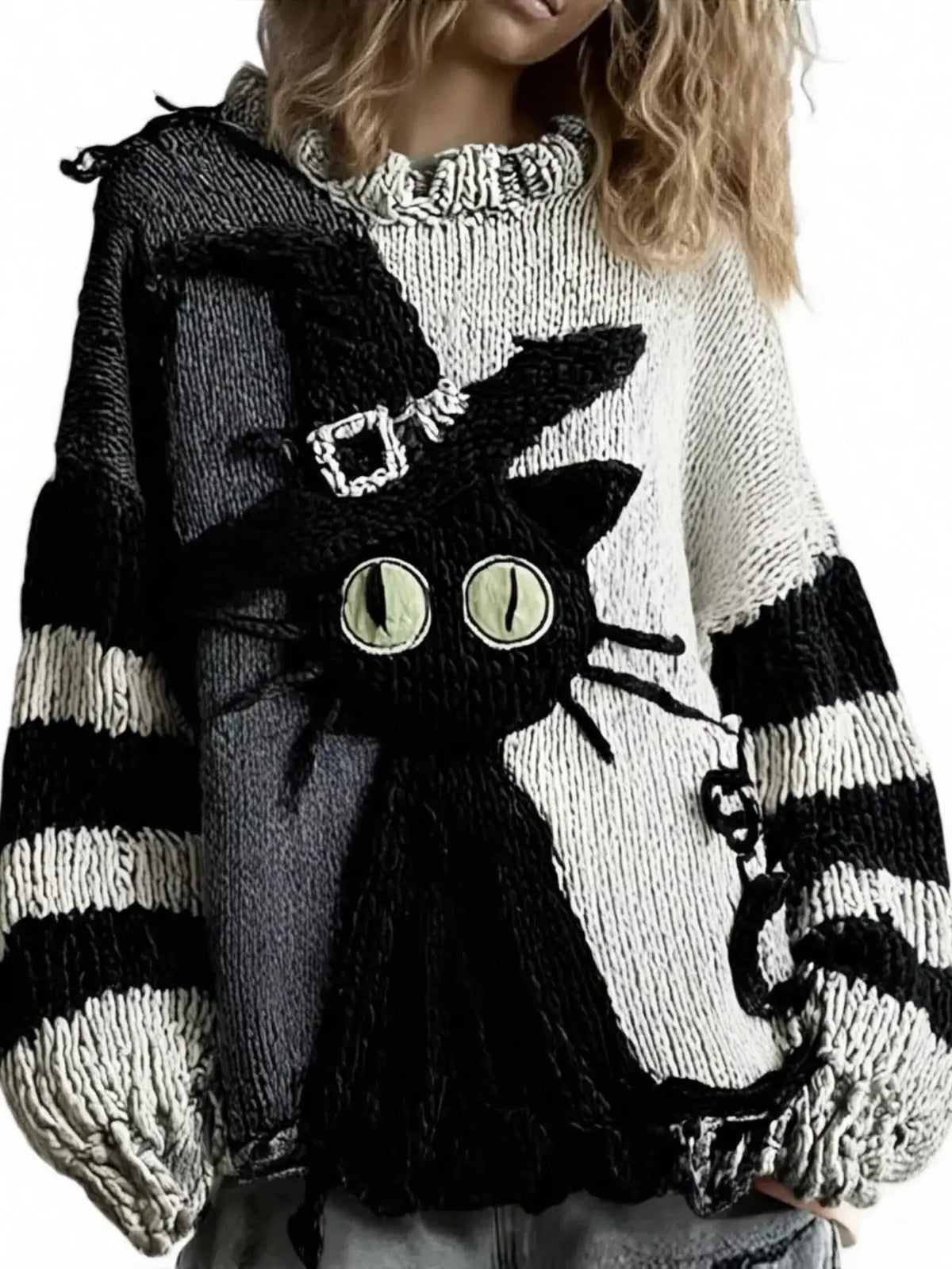 Full Size Color Block Oversized Dropped Shoulder Sweater Plus Size by Trendsi