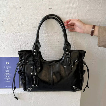 Drawstring Leather Handbag by Trendsi