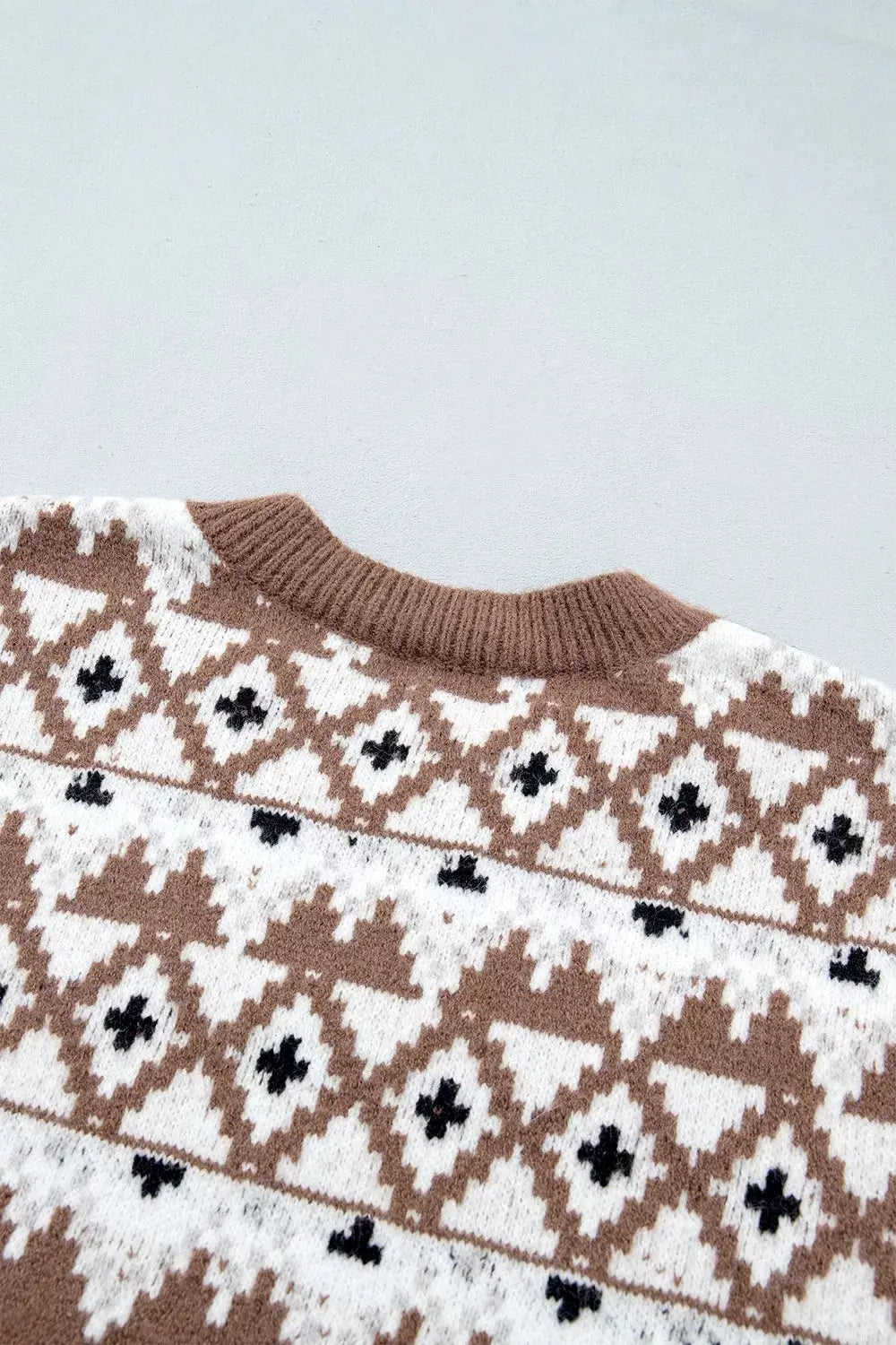 Geometric Print Drop Shoulder Casual Pullover Sweater by Trendsi