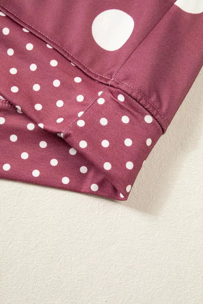Polka Dot Print Contrast Detail Oversized Tunic Sweatshirt by Trendsi