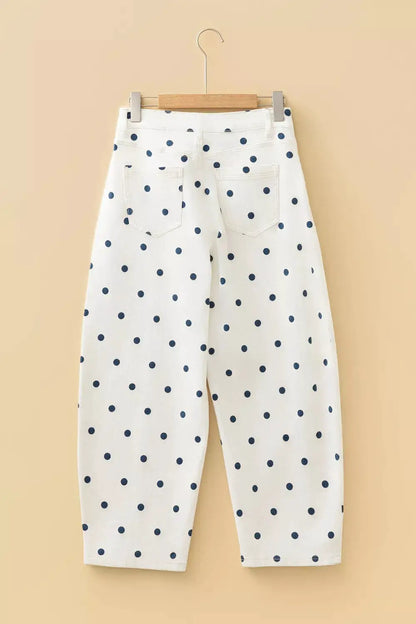 Polka Dot Wide-Leg Jeans by Trendsi