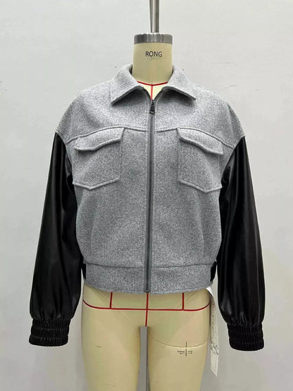 Color Block Zip-Up Jacket by Trendsi