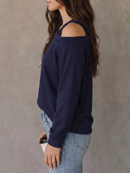 Asymmetrical Neck Long Sleeve Blouse by Trendsi