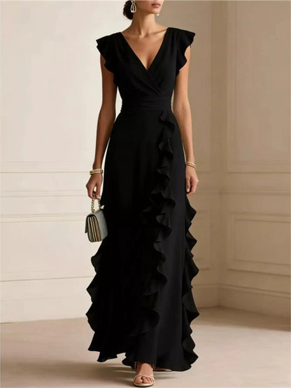 Ruffled Surplice Maxi Dress by Trendsi