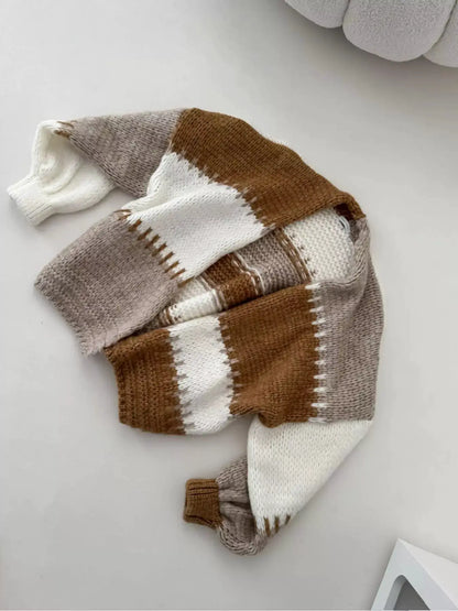 Color-Block V-Neck Cardigan by Trendsi