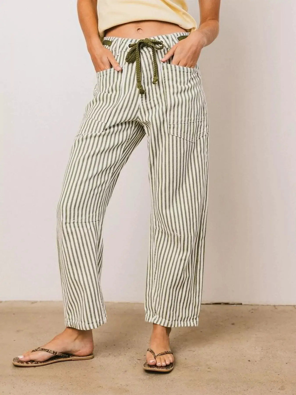 Drawstring Wide Leg Cropped Jeans by Trendsi